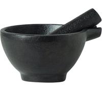 JADE TEMPLE Mortier avec pilon en fonte Noir 17403 | Robuste | Durable | Mortier en fer | Petit | Pour épices, herbes, noix et pesto