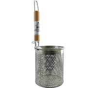 JADE TEMPLE - Passoire en acier inoxydable en forme de panier avec manche en bois, 11,5 cm de diamètre
