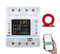 Jadeshay Compteur Electrique Triphasé 100A 380VAC Compteur Electrique Connecté Wifi Disjoncteur Tuya Smart Wattmetre avec écran Couleur LCD, Protecteur de Surtension et de sous-Tension, Transformateur