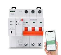 Jadeshay Disjoncteur différentiel 63A Disjoncteur WiFi Intelligent Tuya Interrupteur WiFi Compteur électrique avec protection contre les surtensions, les sous-tensions et les réenclenchements
