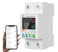Jadeshay Disjoncteur Wifi Tuya, Disjoncteur Connecté Wifi Compteur électrique Intelligent avec Protection Contre les surtensions et les sous-tensions, Protecteur de réenclenchement 63A 2P 220V