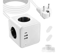 Jadeshay Multiprise avec Interrupteur 7 en 1 Murale Cube 16A 3680W Prise Electrique Chargeur Adaptateur Câble 1,4 Mètres avec 4 Prises AC 2 USB A 5V/3.4A 1 USB C 5V/2.4A