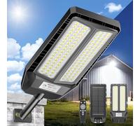 JADIDIS 700W Lampadaire solaire, lampes solaires d'extérieur avec détecteur de mouvement et télécommande, étanchéité IP66, 4 modes d'éclairage, 6500K super lumineux pour jardin, cour, rue, garage