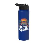 J'adore la musique reggae Tropical Boombox Stainless Steel Insulated Water Bottle