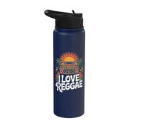 J'adore la musique reggae Tropical Boombox Stainless Steel Insulated Water Bottle