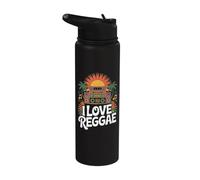 J'adore la musique reggae Tropical Boombox Stainless Steel Insulated Water Bottle