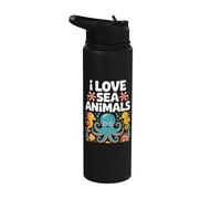 J'adore les animaux marins, les mignonnes créatures de l'océan Stainless Steel Insulated Water Bottle