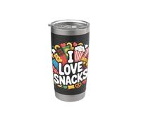 J'adore les snacks, le plaisir des amateurs de nourriture Gobelet isotherme en acier inoxydable double paroi