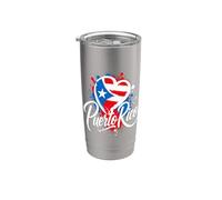 J'adore l'île de Porto Rico PR Travel Heart Tourist Vacation Gobelet isotherme en acier inoxydable double paroi