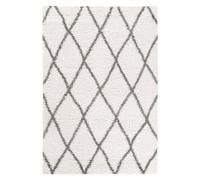 Jadorel Tapis Berbère Style, 60 X 110 Cm, Motif Berbère Losanges Graphiques, Crème, Gris Foncé, Shaggy Tissé en Turquie, pour Entrée, 5012
