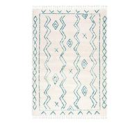 Jadorel Tapis Berbère Style, 80 X 150 Cm, Teintes Crème, Turquoise, Motif Berbère Graphique, Poils Ras Tissé en Turquie, Idéal Entrée Chaleureuse, 4030