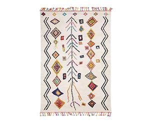Jadorel - tapis chambre ourika mk 02 violet, ivoire, bleu, orange, jaune, rose, vert, bleu, noir - 120 x 170 cm - tapis berbère inspi 4600