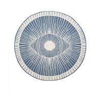 Jadorel - Tapis Exterieur ⌀ 240cm, Idéal comme Tapis Terrasse, Jardin Tapis Bleu Motif Graphique, 6361