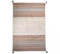 Jadorel Tapis Kilim, 160 X 230 Cm, Coton Naturel, Motif Ethnique Graphique, Beige, Marron, Tissé À La Main en Inde, Texture Kilim, 12206