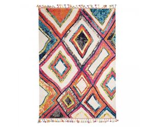 Jadorel - tous petit tapis ourika mk 01 violet, ivoire, bleu, orange, jaune, rose, vert, bleu, noir - 40 x 60 cm - tapis berbère inspi 4596