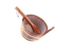 Jadpes Seau de Sauna 4L avec Doublure en Plastique, Récipient Versatile | Conception anti-fuite, Résistant aux hautes températures, Bois de cèdre, Convient pour piscine, spa, douche
