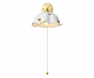 Jadssox Applique Murale En Céramique Avec Interrupteur À Chaîne, Luminaire Mural Réglable En Or Antique, Appliques De Vanité En Porcelaine Blanche For Chambre À Coucher, Salon, Cuisine