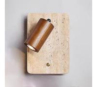 Jadssox Applique murale en travertin avec interrupteur, spot mural réglable, lampe de vanité en bois, luminaire mural en pierre naturelle, appliques de lecture for chambre à coucher(Walnut color)