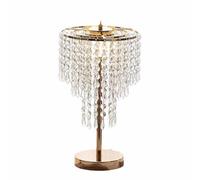 Jadssox Lampe de table en cristal dorée, lampe de bureau postmoderne, lampe de table à colonne pour chambre à coucher, lampe de table de chevet décorative pour la maison, chambre de fille, salon, bure