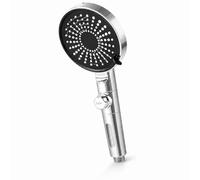 JADUFHU Pommeau de douche filtrant anticalcaire, 6 jets haute pression, pommeau avec filtre et bouton pause, buses en silicone auto-nettoyantes, économie d'eau
