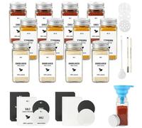 JAECU 12pcs Pot Epices Verre Bocaux à Épices avec Couvercle en Aluminium | Carré, 120ml, Rangement pour Epices de Cuisine, Convient pour Le Camping, Blanc argenté