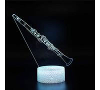 Jaeknxcg Lampe illusion 3D clarinette lumière d'ambiance 7 couleurs changeantes LED acrylique veilleuse câble USB décoration chambre bureau