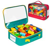 Jaffzora Lot de 2 sacs de rangement pour jouets compatibles avec les briques Lego Organisateurs de jouets de voyage pour enfants à construire une voiture jouet puzzle avec poche en filet et poche pour