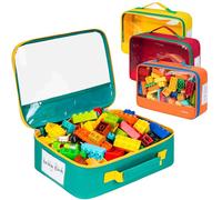 Jaffzora Lot de 4 sacs de rangement pour jouets compatibles avec les briques Lego Organisateurs de jouets de voyage pour enfants à construire une voiture jouet puzzle avec poche en filet et poche pour