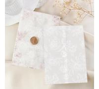 JAGERGREEN 50 Pièces Papier Calque Mariage 13x18 cm Motif Roses Blanches | Pochette Calque Vélin Translucide Pré-Plié pour Faire-Part Mariage Invitation Carte Élégante DIY