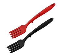 Jagowa Lot de 2 fourchettes en silicone, noir, 29,5 cm, antiadhésives, passent au lave-vaisselle, résistantes à la chaleur (-40 à 230 °C)