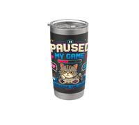 J'ai suspendu ma partie pour nourrir The Cat Gamer Cat Retro Gobelet isotherme en acier inoxydable double paroi