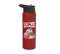 J'aime la crème glacée, mignonne et colorée Stainless Steel Insulated Water Bottle