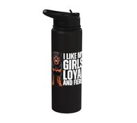J'aime le chien Rottie Rottweiler, loyal et féroce de mes filles Stainless Steel Insulated Water Bottle
