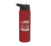 J'aime le cyclisme | Vélo | Heart Passion Stainless Steel Insulated Water Bottle