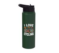 J'aime le cyclisme | Vélo | Heart Passion Stainless Steel Insulated Water Bottle