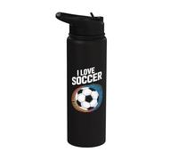 J'aime le football, une passion vibrante pour le football Stainless Steel Insulated Water Bottle