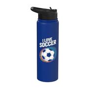 J'aime le football, une passion vibrante pour le football Stainless Steel Insulated Water Bottle