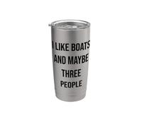 J'aime les bateaux et peut-être trois personnes Gobelet isotherme en acier inoxydable double paroi