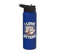 J'aime les loutres, adorables amis animaux Stainless Steel Insulated Water Bottle