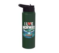 J'aime les montagnes pittoresques de bateaux vikings de Norvège Stainless Steel Insulated Water Bottle
