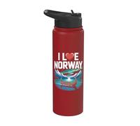 J'aime les montagnes pittoresques de bateaux vikings de Norvège Stainless Steel Insulated Water Bottle
