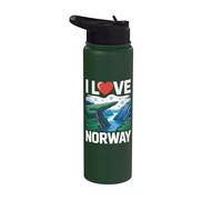 J'aime les paysages du fjord de Norvège, j'aime la nature Stainless Steel Insulated Water Bottle