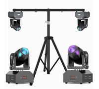 JAJALUYA 100W Lumière de Scène - Lyre LED RGBW DMX Gobo Beam Avec Support - Jeux de Lumiere DJ Pour Disco Mariage Pack DE 2
