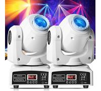 JAJALUYA 120W Lumières de Scène - Lyre LED RGBW Gobo Couleurs Beam DMX - Éclairage de Scène pour Disco Mariage Pack de 2 Blanc
