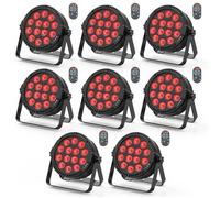 JAJALUYA 14 LED RGBW Jeux de Lumière - 140W Lumière de Scène avec Télécommande - Par LED Stroboscope & Son Pour Disco Fête PACK DE 8