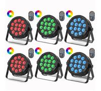 JAJALUYA 14 LED RGBW Jeux de Lumière - 140W Lumière de Scène avec Télécommande - Par LED Stroboscope & Son Pour Disco Fête PACK DE 6