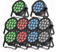 JAJALUYA 140W 14 LED RGBW Lumière de Scène - Jeux de Lumière DJ - Par LED Avec Stroboscope & Son Pour Disco Fête PACK DE 10