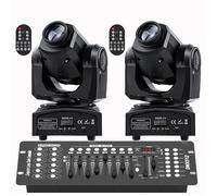 JAJALUYA 150W Jeux de Lumiere DJ - Lyre LED RGBW DMX Gobo Beam - Lumière de Scène Avec Console 192 Canaux - Pack DE 2