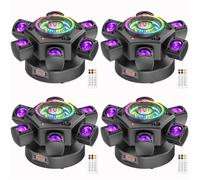 JAJALUYA 180W Jeux de Lumiere DJ - DJ Lyre LED RGBW Rotation 4 Bras - Lumière Laser & Stroboscopique Avec Télécommande Pack De 4
