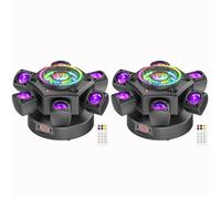 JAJALUYA 180W Jeux de Lumiere DJ - DJ Lyre LED RGBW Rotation 4 Bras - Lumière Laser & Stroboscopique Avec Télécommande Pack De 2